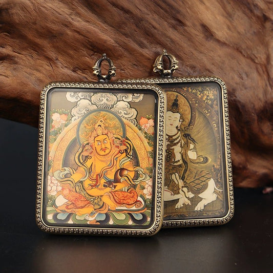 Printed Copper Thangka Necklace - necklace - ORIENTGEM