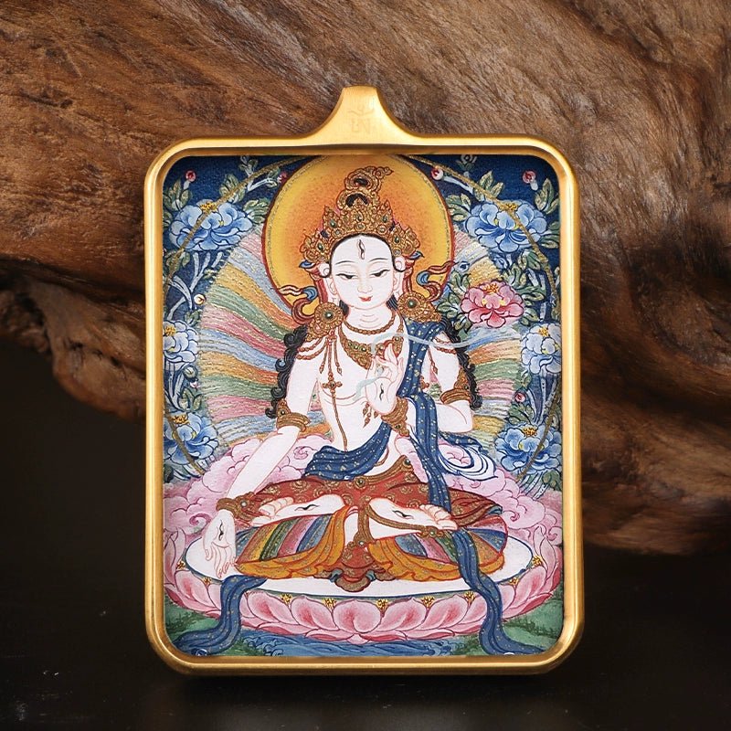 Printed Stainless Steel Thangka Necklace + Handmade Rope - OrientGem