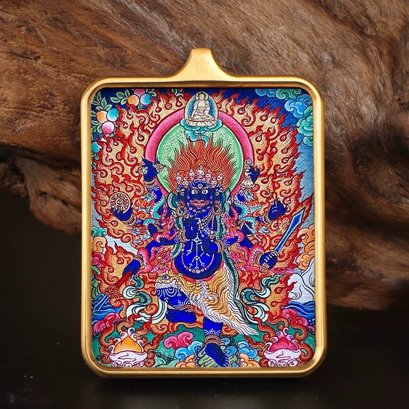 Printed Stainless Steel Thangka Necklace - necklace - ORIENTGEM