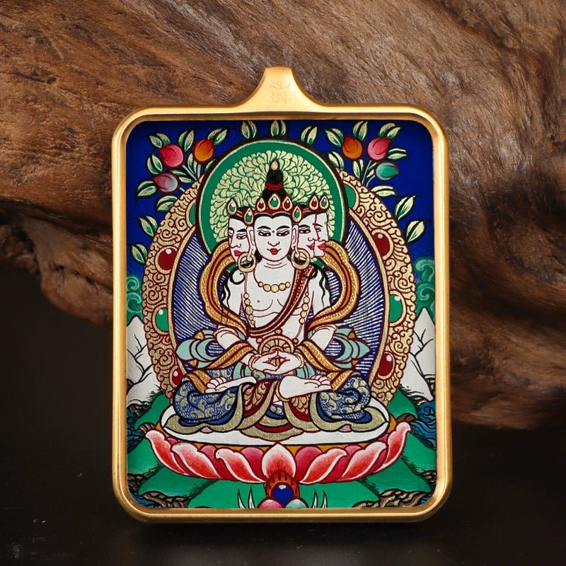 Printed Stainless Steel Thangka Necklace - necklace - ORIENTGEM