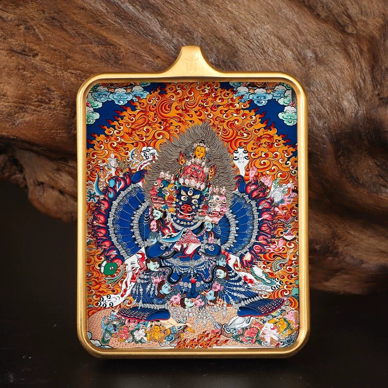 Printed Stainless Steel Thangka Necklace - necklace - ORIENTGEM