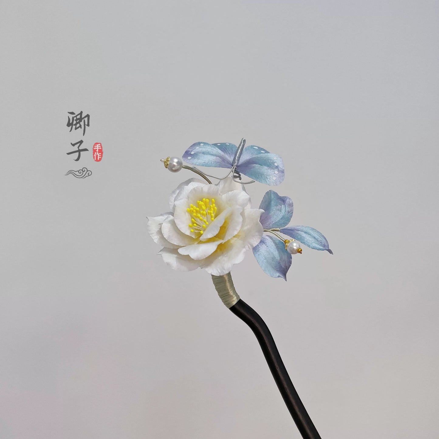 QianXiangYin Velvet Flower Hairpin | Handmade Jewelry - Hairpin - ORIENTGEM