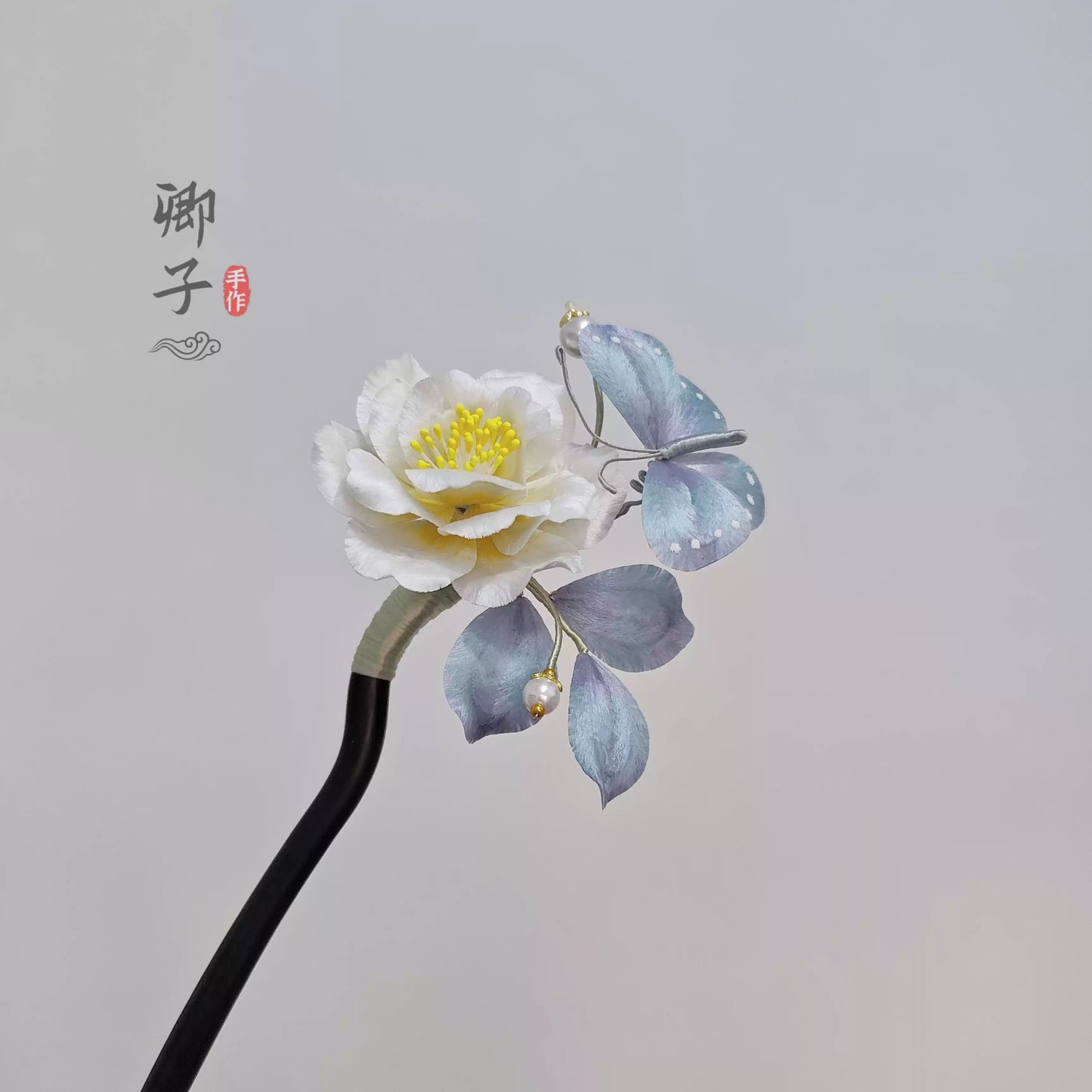 QianXiangYin Velvet Flower Hairpin | Handmade Jewelry - Hairpin - ORIENTGEM