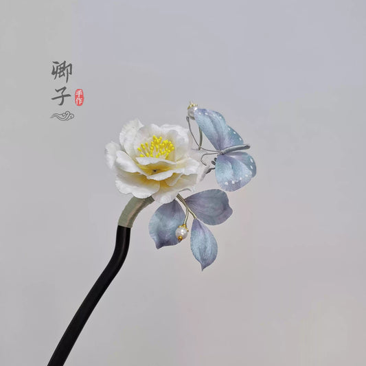 QianXiangYin Velvet Flower Hairpin | Handmade Jewelry - Hairpin - ORIENTGEM