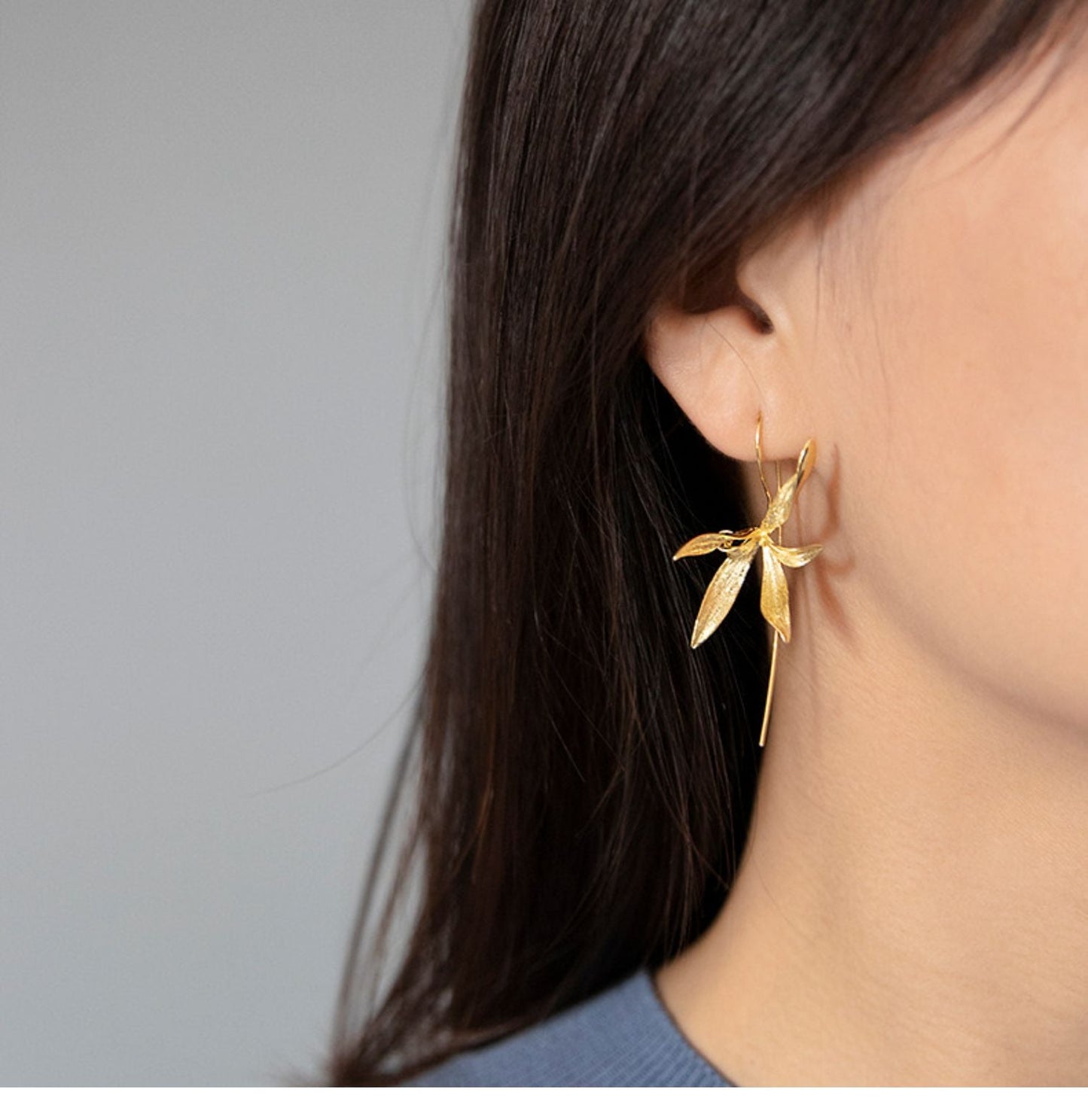 Quiet Orchid Earrings, detail view of the handcrafted silver earrings