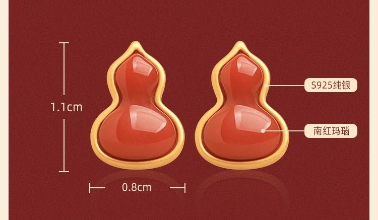 Red Agate Gourd Jade Earrings | Jade Jewelry - OrientGem
