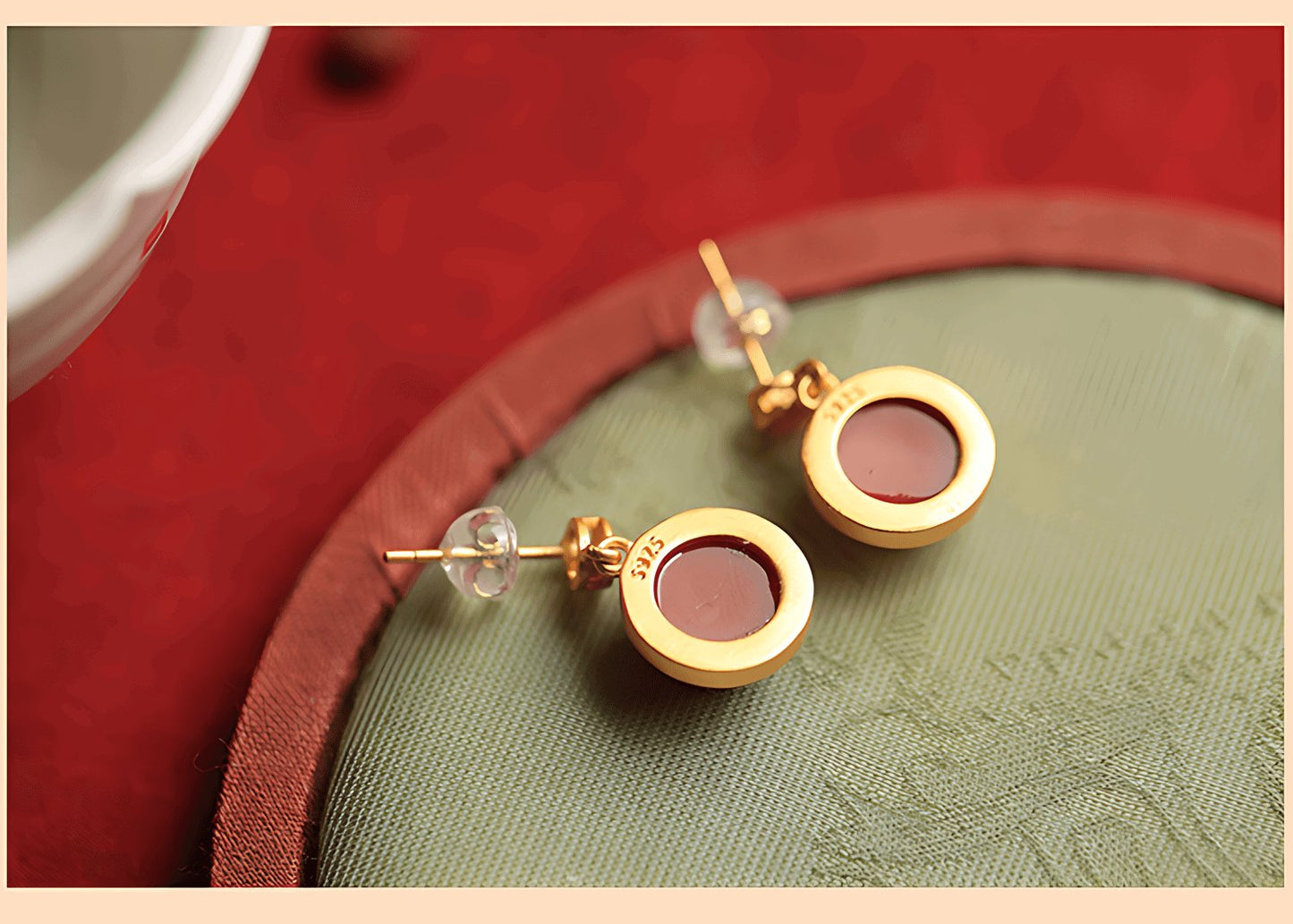 Red Agate Jade Earrings - Agate Jewelry - Agate Earrings - Jade Jewelry - Silver Earrings - ORIENTGEM