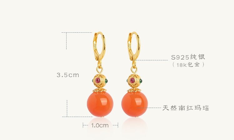Red Agate Jade Earrings|China Chic Jade Jewelry - earring - ORIENTGEM