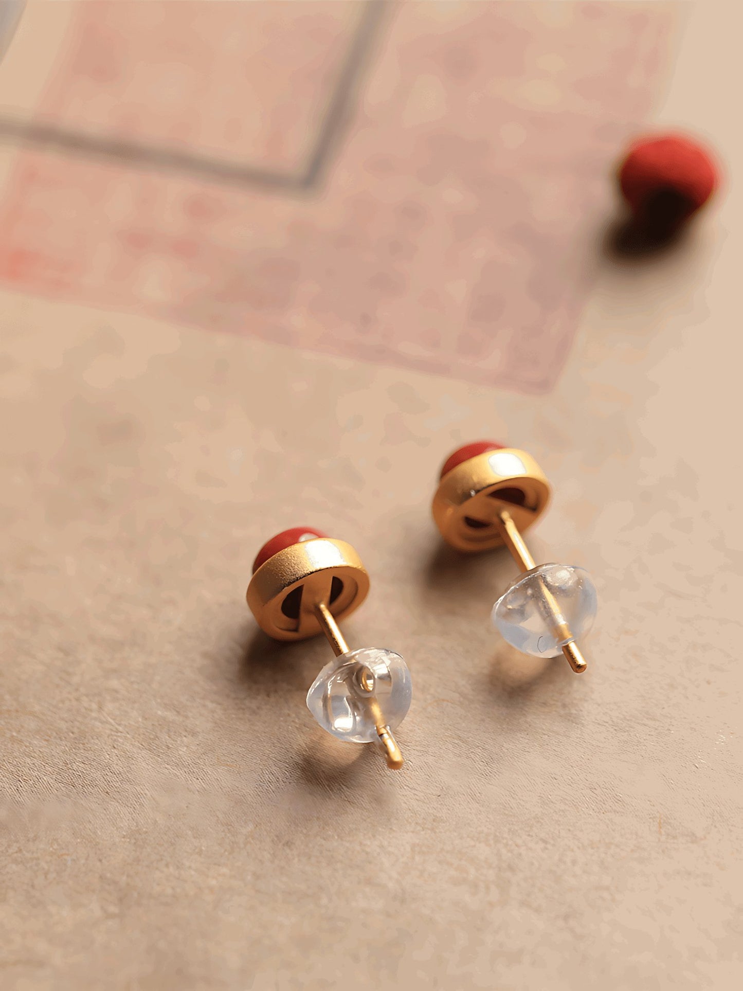 Red Agate Stud Jade Earrings - Agate Jewelry - Agate Earrings - Jade Jewelry - Silver Earrings - ORIENTGEM