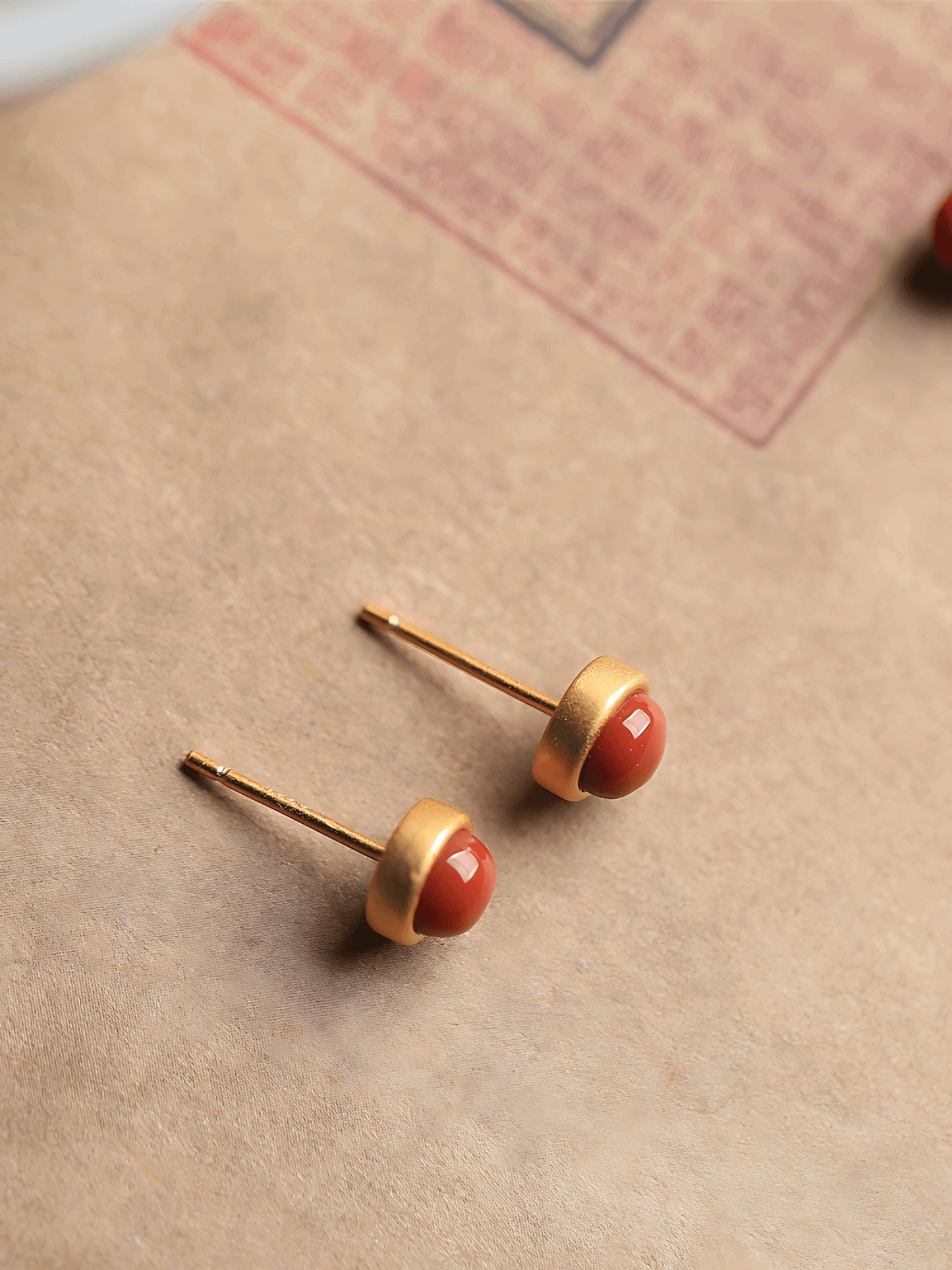 Red Agate Stud Jade Earrings - Agate Jewelry - Agate Earrings - Jade Jewelry - Silver Earrings - ORIENTGEM