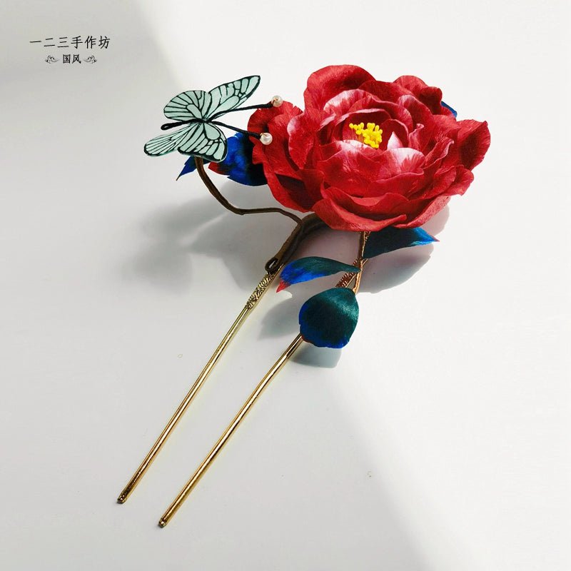 Relvon Chinese ICH Velvet Flower Handmade Hairpin - Hairpin - ORIENTGEM