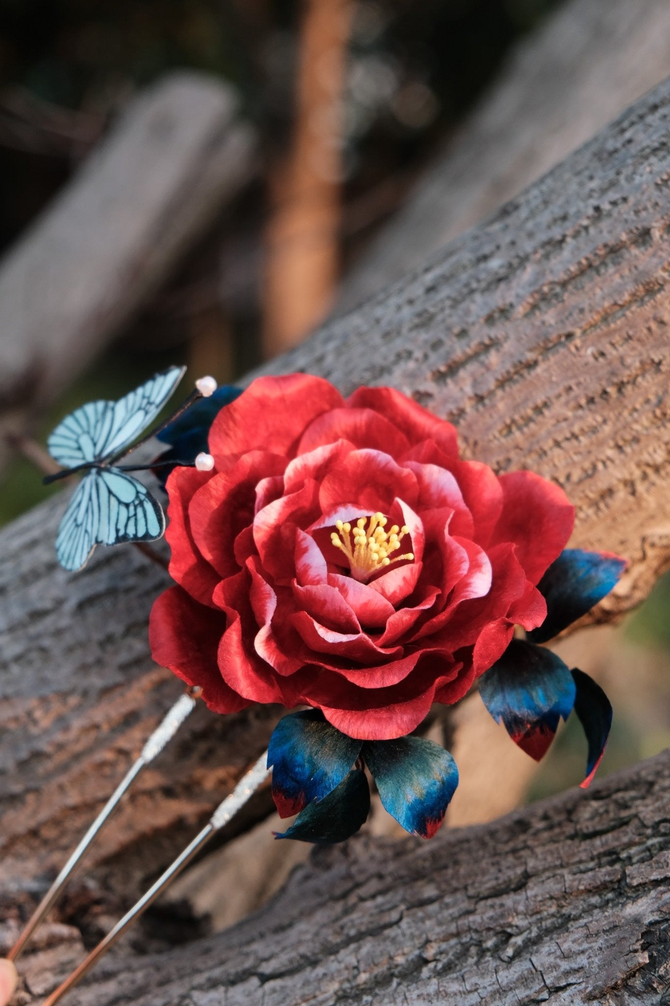 Relvon Chinese ICH Velvet Flower Handmade Hairpin - Hairpin - ORIENTGEM