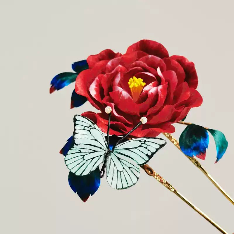 Relvon Chinese ICH Velvet Flower Handmade Hairpin - Hairpin - ORIENTGEM