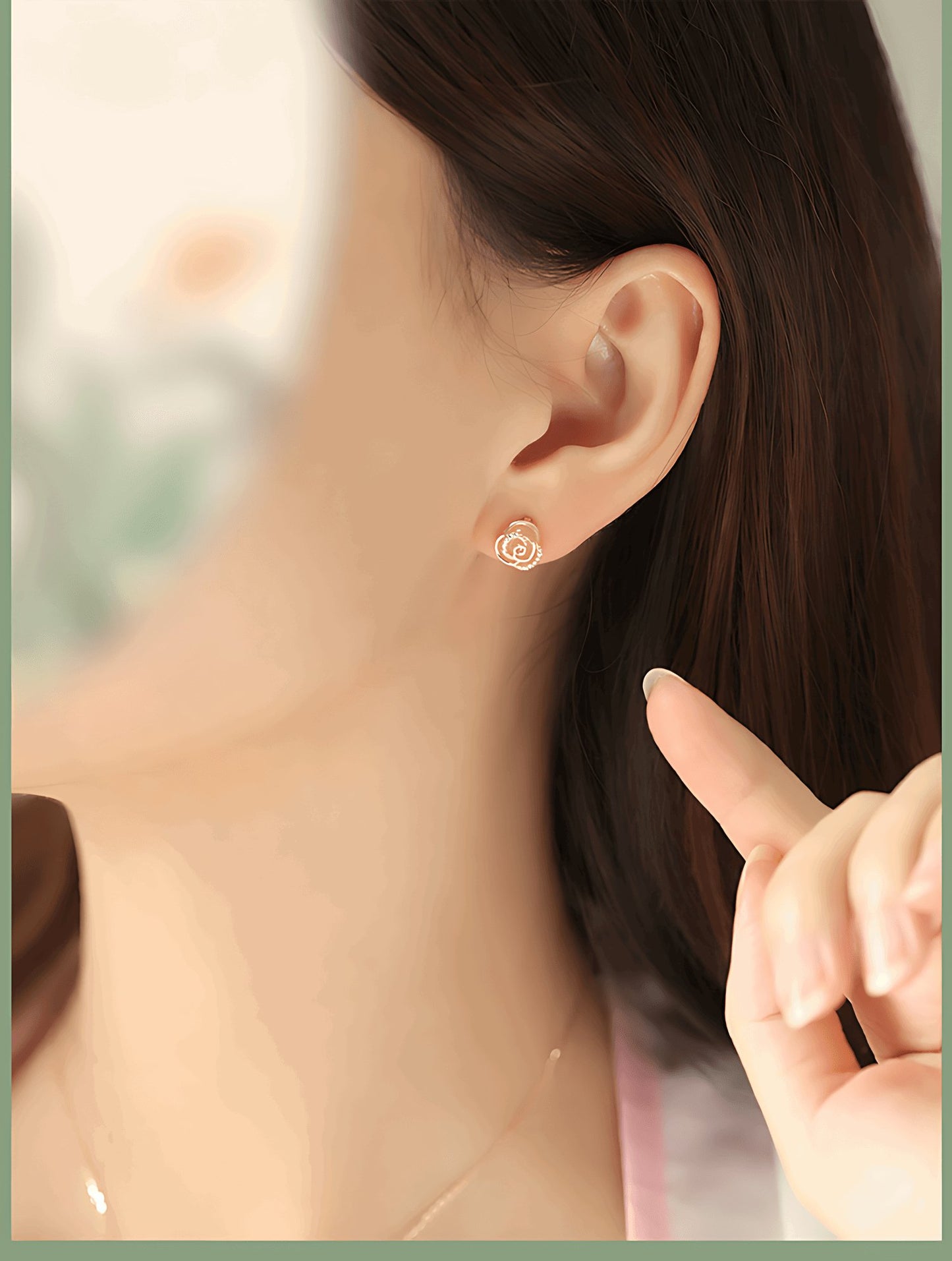 Rose Jade Earrings | Jade Jewelry, detail view of the handcrafted natural stone earrings