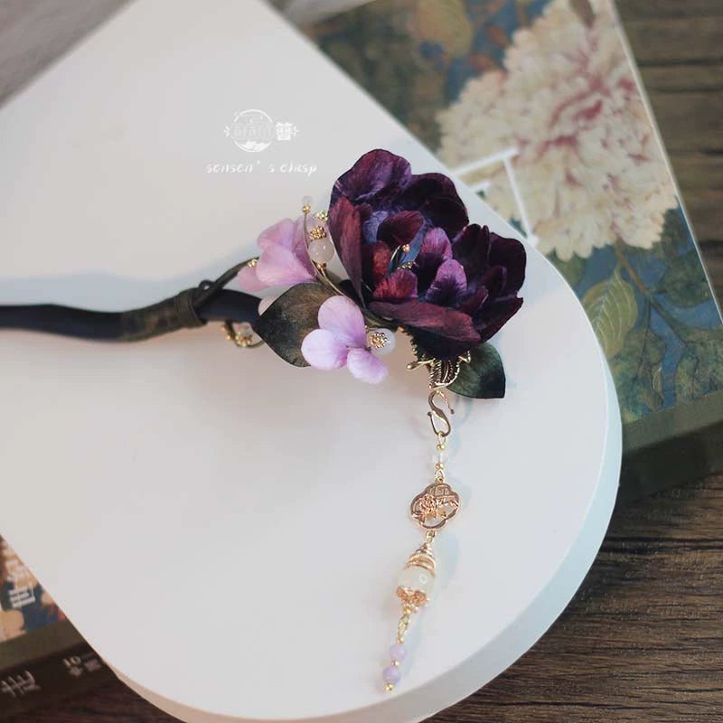 Royal Amethyst Velvet Flower Hairpin - Hairpin - ORIENTGEM