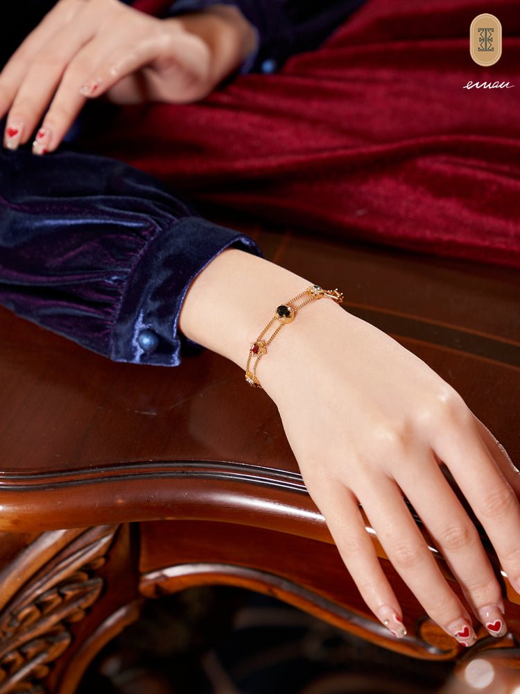 Seven - Color Natural Gemstone Double - Layer S925 Sterling Silver Bracelets - Bracelets - ORIENTGEM