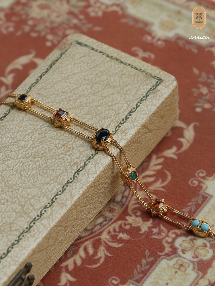 Seven - Color Natural Gemstone Double - Layer S925 Sterling Silver Bracelets - Bracelets - ORIENTGEM