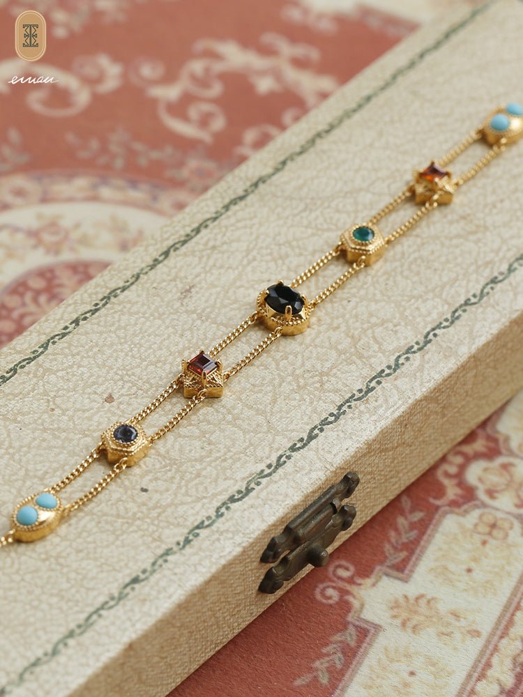 Seven - Color Natural Gemstone Double - Layer S925 Sterling Silver Bracelets - Bracelets - ORIENTGEM