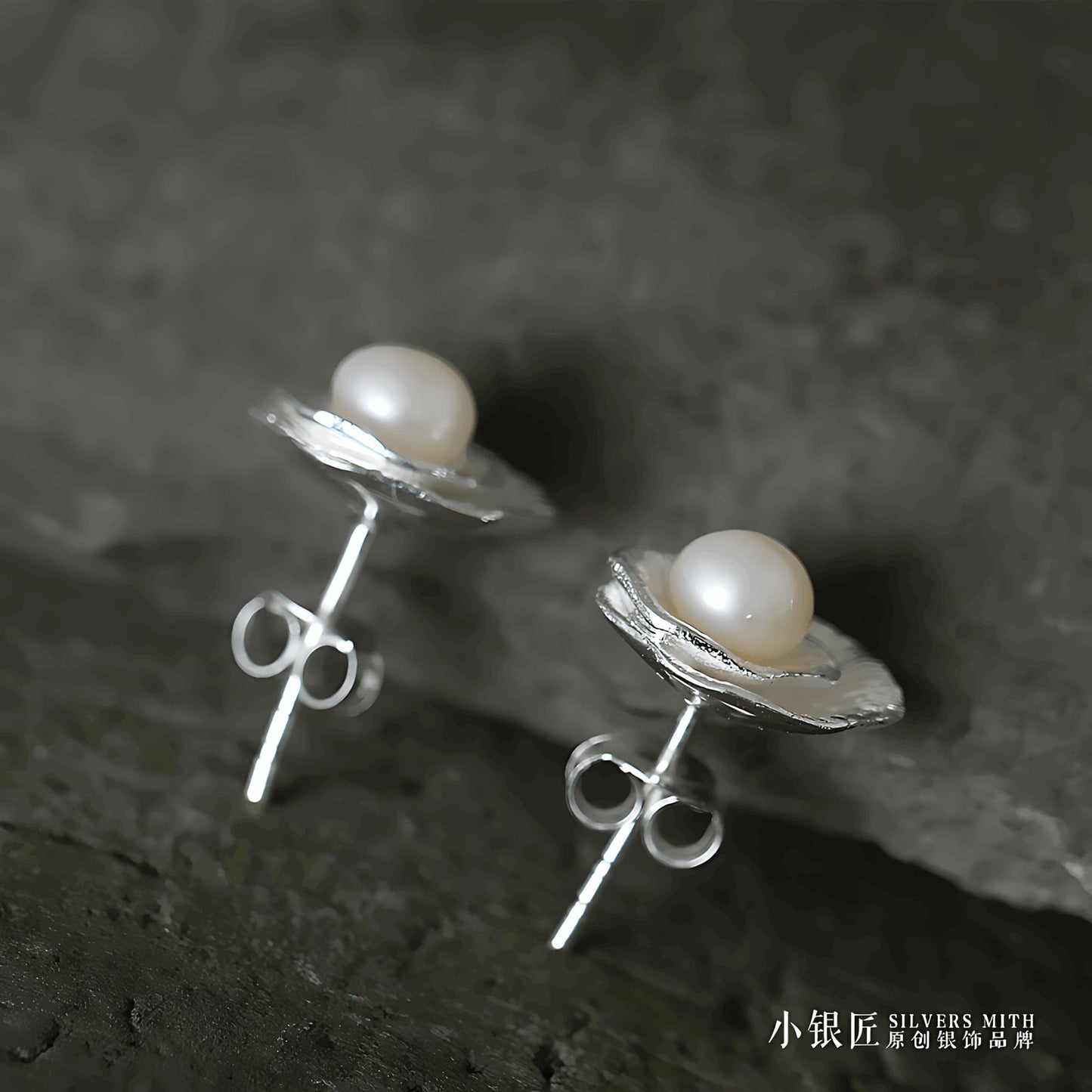 Silver Pearl Stud Earrings - Silver earrings -Silver jewelry -Sterling silver jewelry - ORIENTGEM