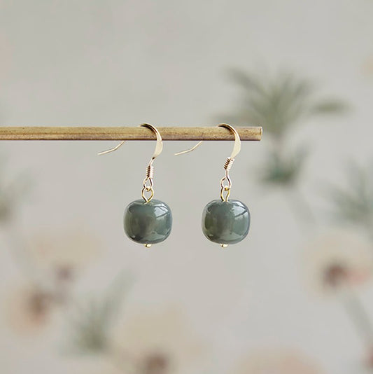 Smoky Jade Earrings | Jade Jewelry - Silver earring -Silver Jewelry -Sterling Silver Earrings- ORIENTGEM