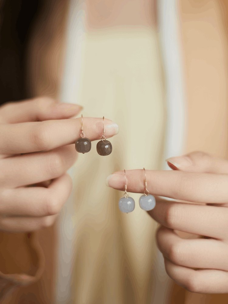 Smoky Jade Earrings | Jade Jewelry - Silver earring -Silver Jewelry -Sterling Silver Earrings- ORIENTGEM