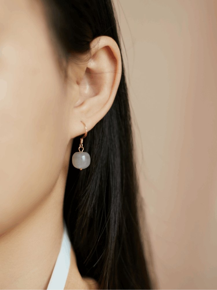 Smoky Jade Earrings | Jade Jewelry - Silver earring -Silver Jewelry -Sterling Silver Earrings- ORIENTGEM