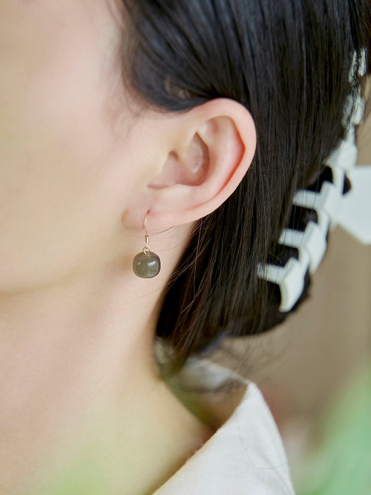 Smoky Jade Earrings | Jade Jewelry - Silver earring -Silver Jewelry -Sterling Silver Earrings- ORIENTGEM