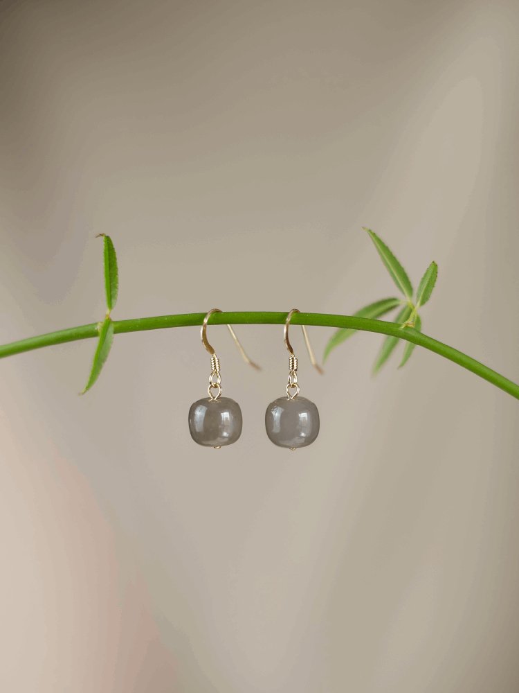 Smoky Jade Earrings | Jade Jewelry - Silver earring -Silver Jewelry -Sterling Silver Earrings- ORIENTGEM