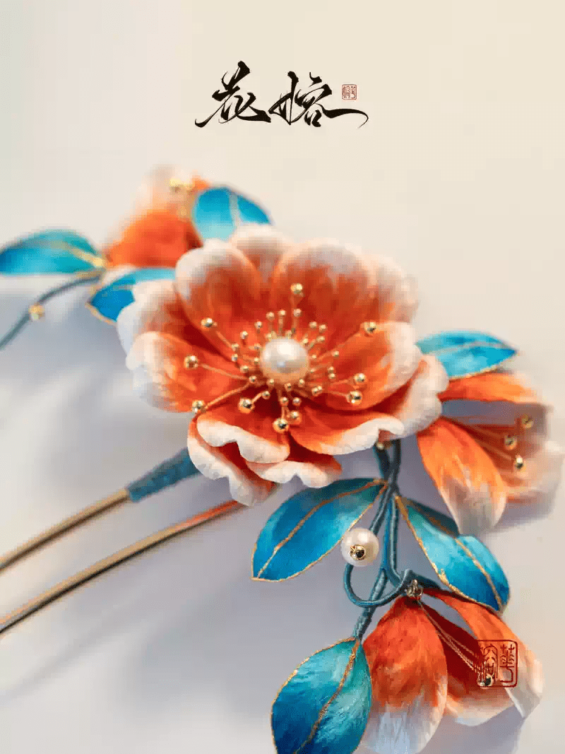 "Song of Youth" Intangible Cultural Heritage Handmade Velvet Flower Hairpin - Hairpin - ORIENTGEM