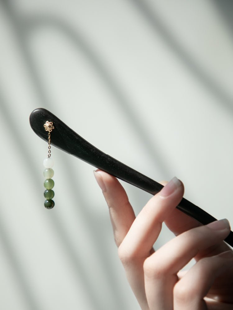 Spring Glow Jade Hairpin | Jade Jewelry - Hairpin - silver jewelry- ORIENTGEM