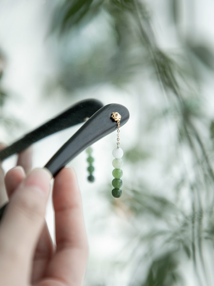 Spring Glow Jade Hairpin | Jade Jewelry - silver jewelry- Hairpin - ORIENTGEM