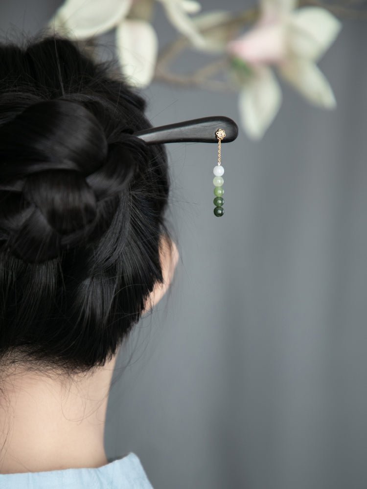 Spring Glow Jade Hairpin | Jade Jewelry - Hairpin - silver jewelry- ORIENTGEM