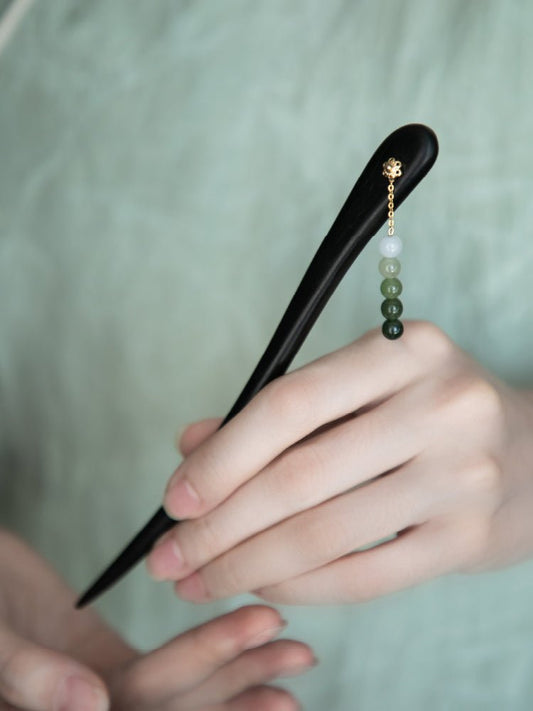 Spring Glow Jade Hairpin | Jade Jewelry - Hairpin - silver jewelry- ORIENTGEM