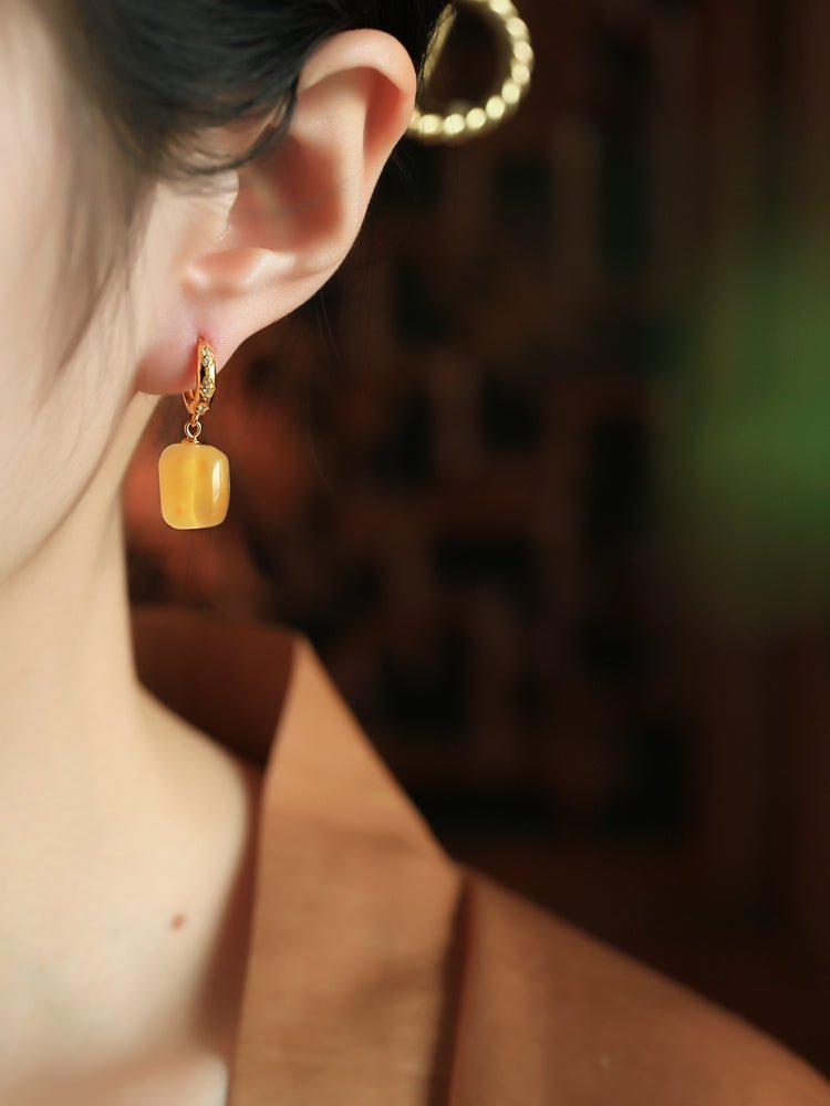 Square Sugar Beeswax Earrings|Stylish Jewelry - earring - ORIENTGEM