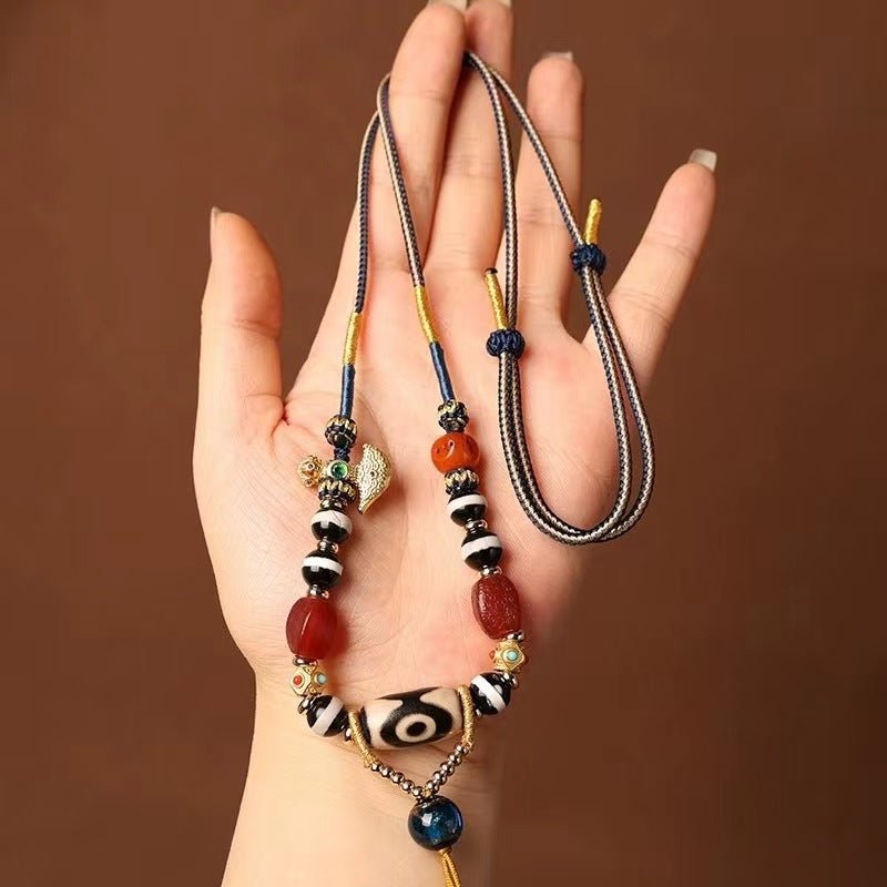 Tibetan agate Dzi bead pendant cord - Rope - ORIENTGEM