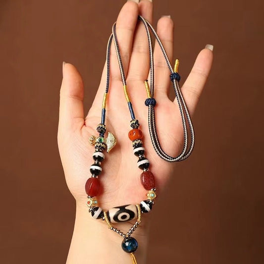 Tibetan agate Dzi bead pendant cord - Rope - ORIENTGEM