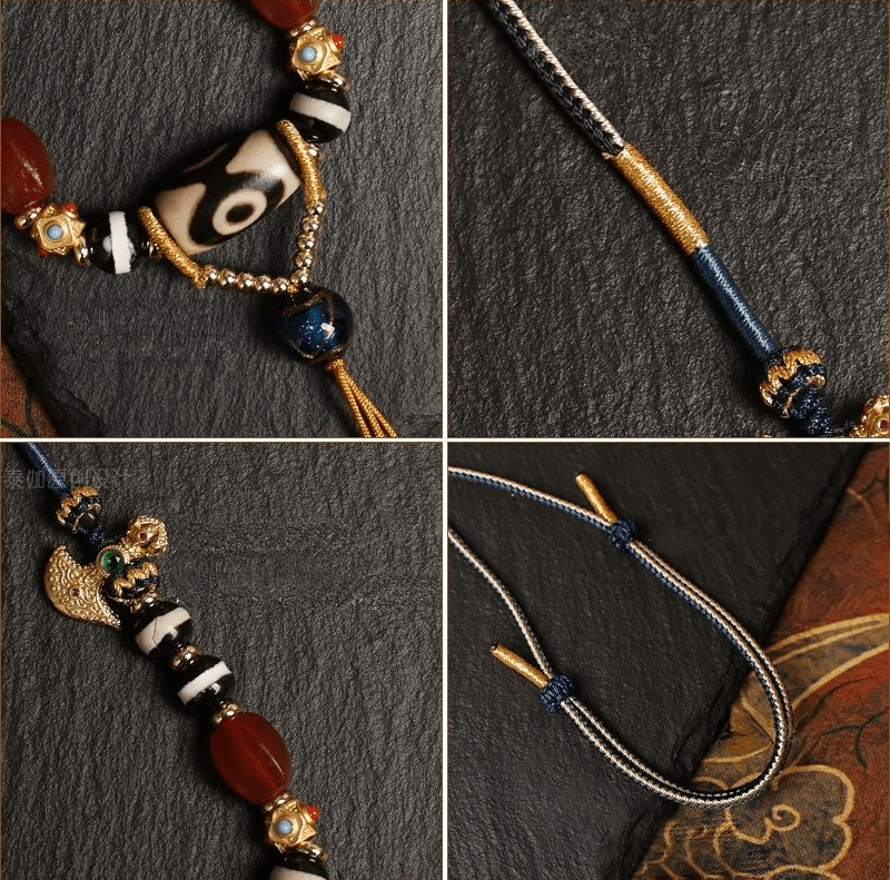 Tibetan agate Dzi bead pendant cord - Rope - ORIENTGEM