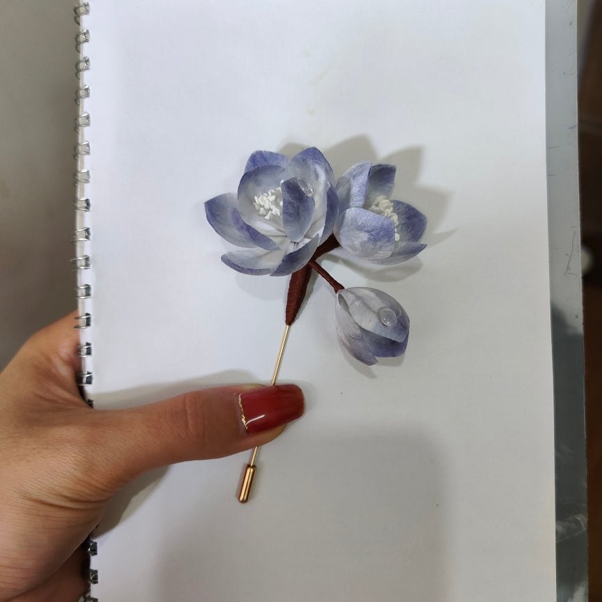 Vespertine Mist Velvet Flower Hairpin Wedding Flower - Hairpin - ORIENTGEM