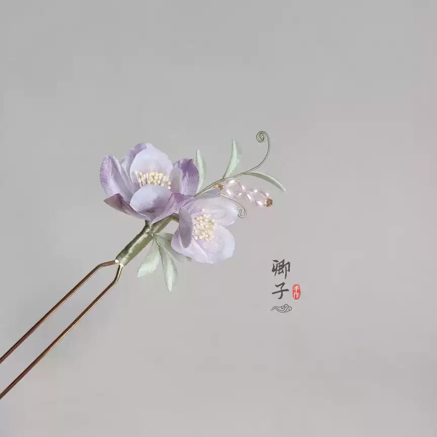 ZheQiongZhi Ronghua Flower Hairpin - Velvet Flower - ORIENTGEM