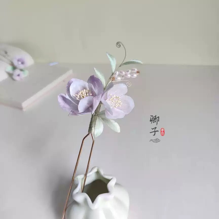 ZheQiongZhi Ronghua Flower Hairpin - Velvet Flower - ORIENTGEM