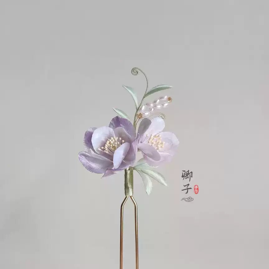 ZheQiongZhi Ronghua Flower Hairpin - Velvet Flower - ORIENTGEM