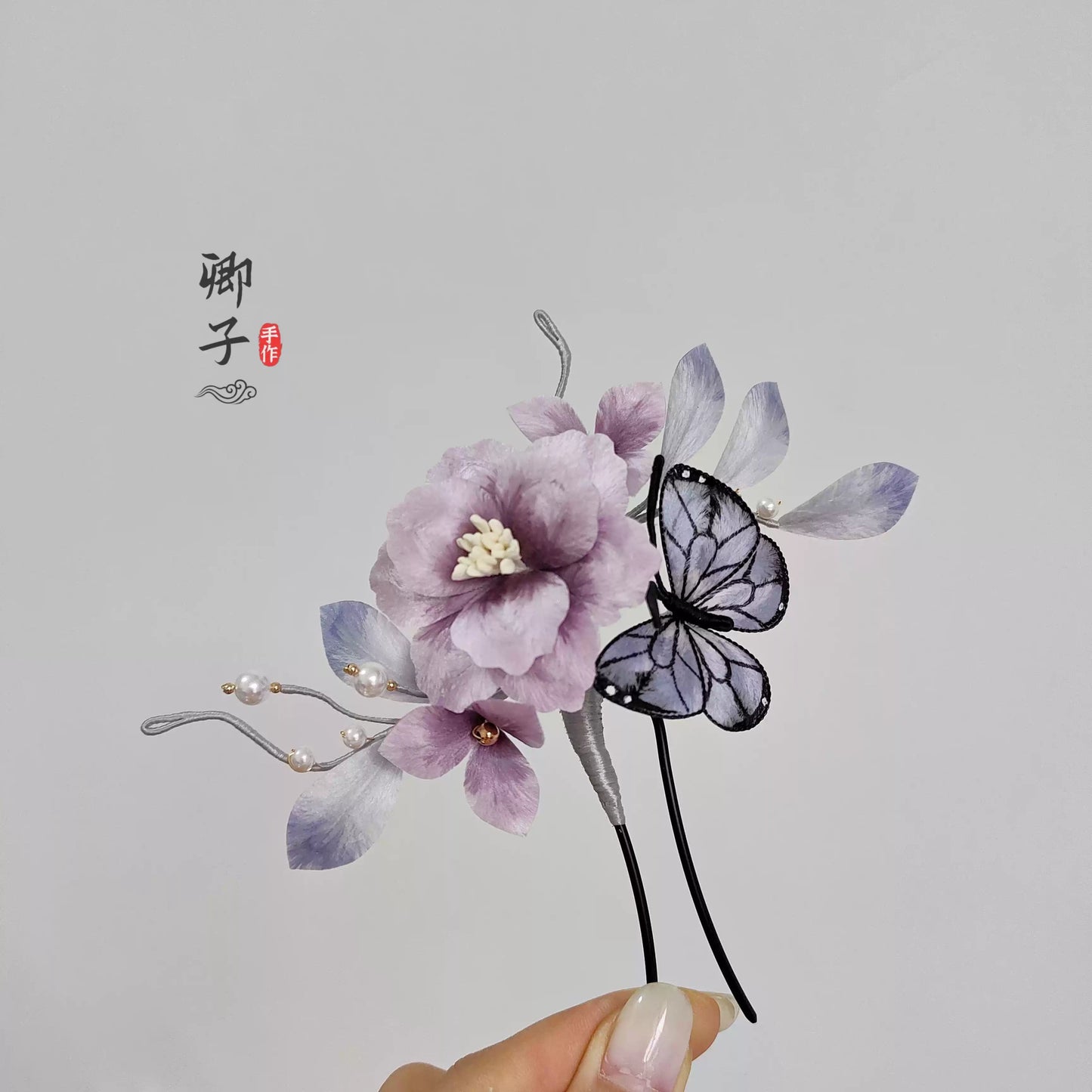 ZuiQingYou Ronghua Flower Hairpin - Velvet Flower - ORIENTGEM