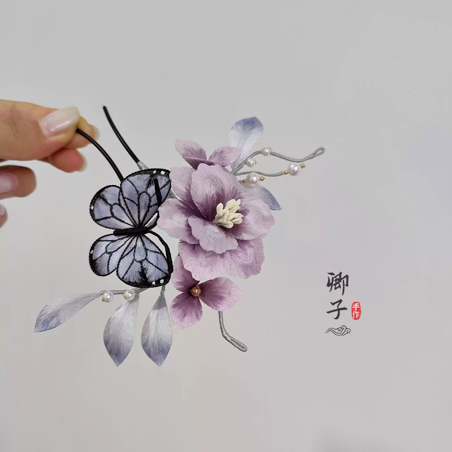 ZuiQingYou Ronghua Flower Hairpin - Velvet Flower - ORIENTGEM