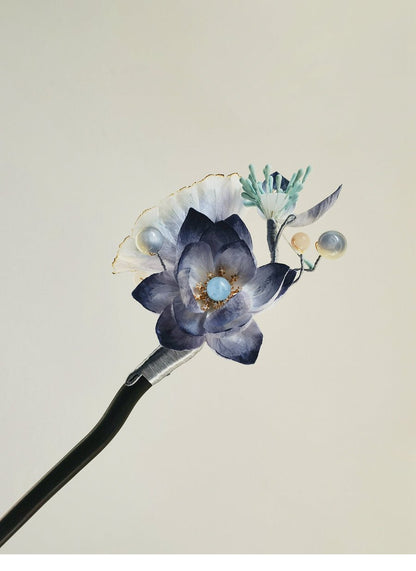 Azure Piercer Velvet Flower Hairpin - Velvet Flower - ORIENTGEM