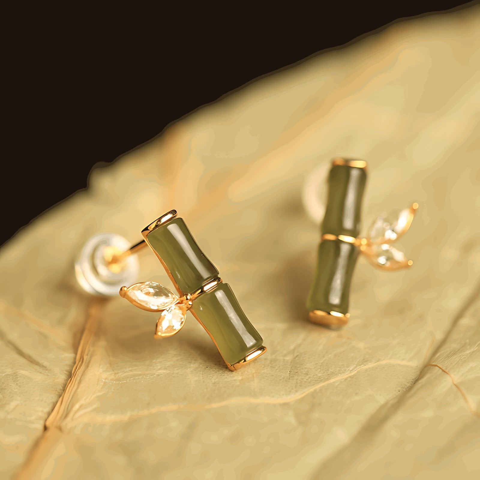 Bamboo Jade Earrings | Stylish Jade Jewelry - OrientGem