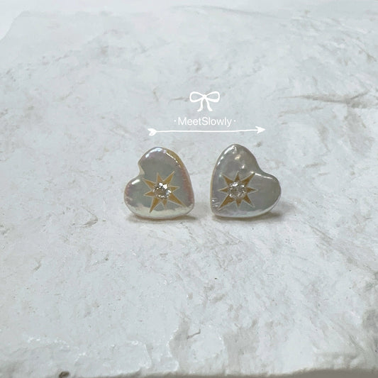 Baroque Heart Shaped Pearl Earrings - earring - ORIENTGEM