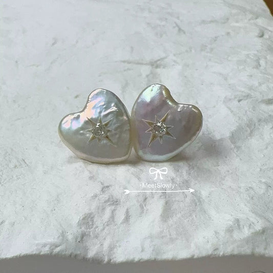 Baroque Heart Shaped Pearl Earrings - earring - ORIENTGEM