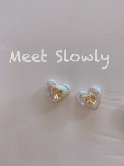 Baroque Heart Shaped Pearl Earrings - earring - ORIENTGEM