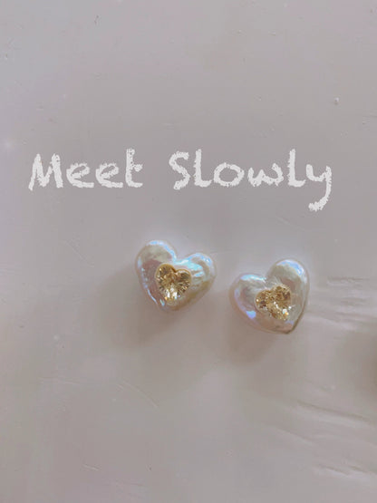 Baroque Heart Shaped Pearl Earrings - earring - ORIENTGEM