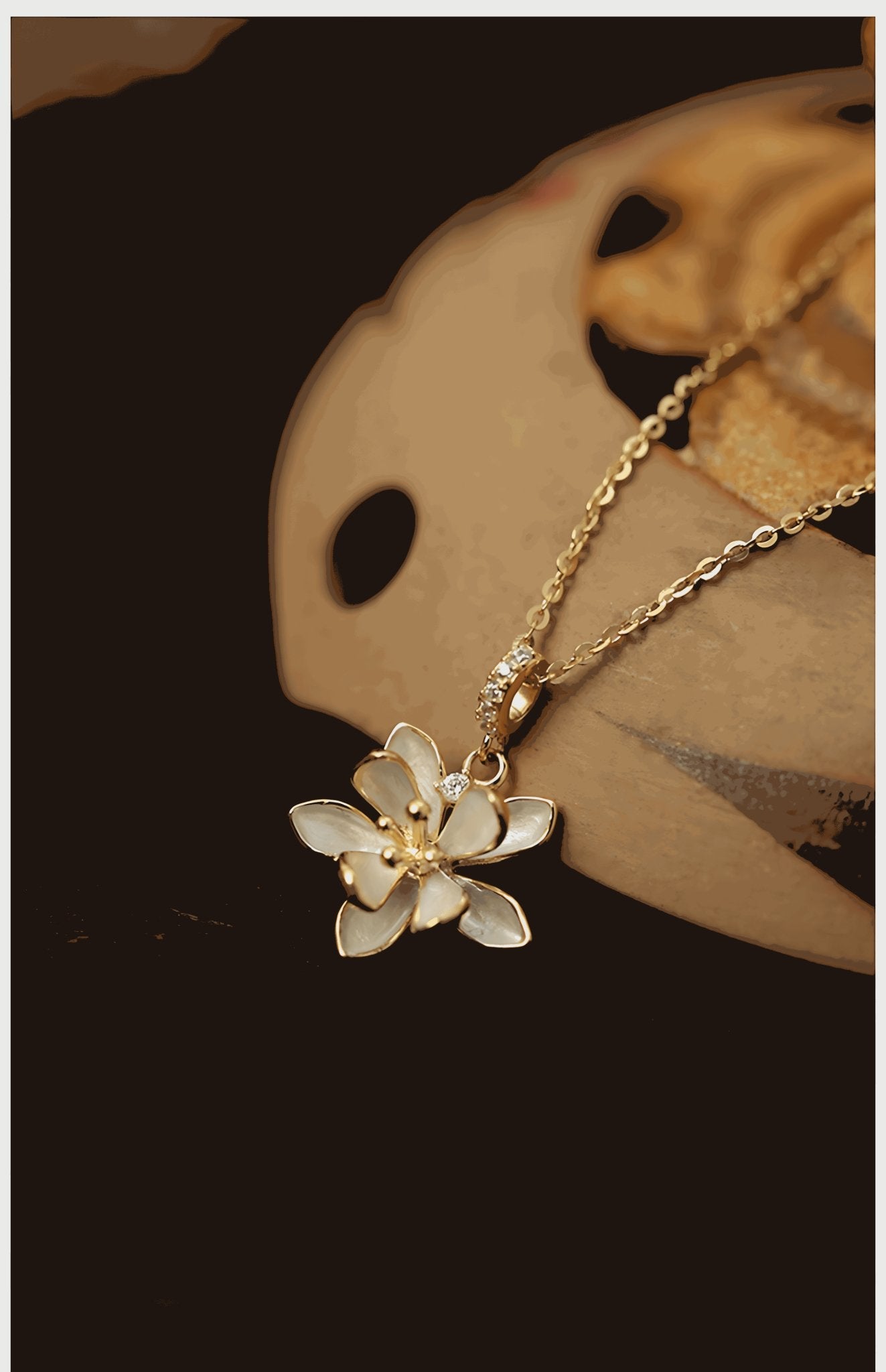 Chinese Bluebell Necklace, detail view of the handcrafted silver necklace